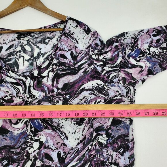 Simply Vera Vera Wang Womens Long Sleeve V-Neck Top Shirt Plus 3X Purple Black - Picture 9 of 10